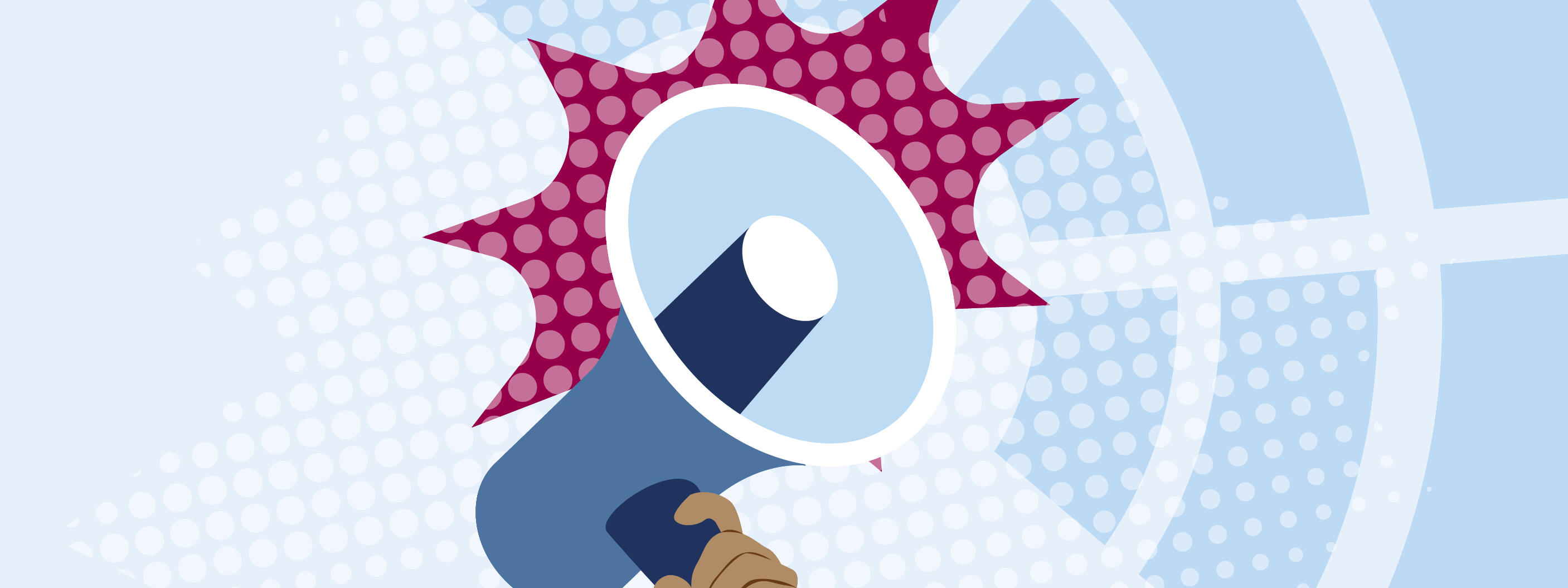 Grafik Hand mit Megafon: Symbolbild demokratisches Sprechen