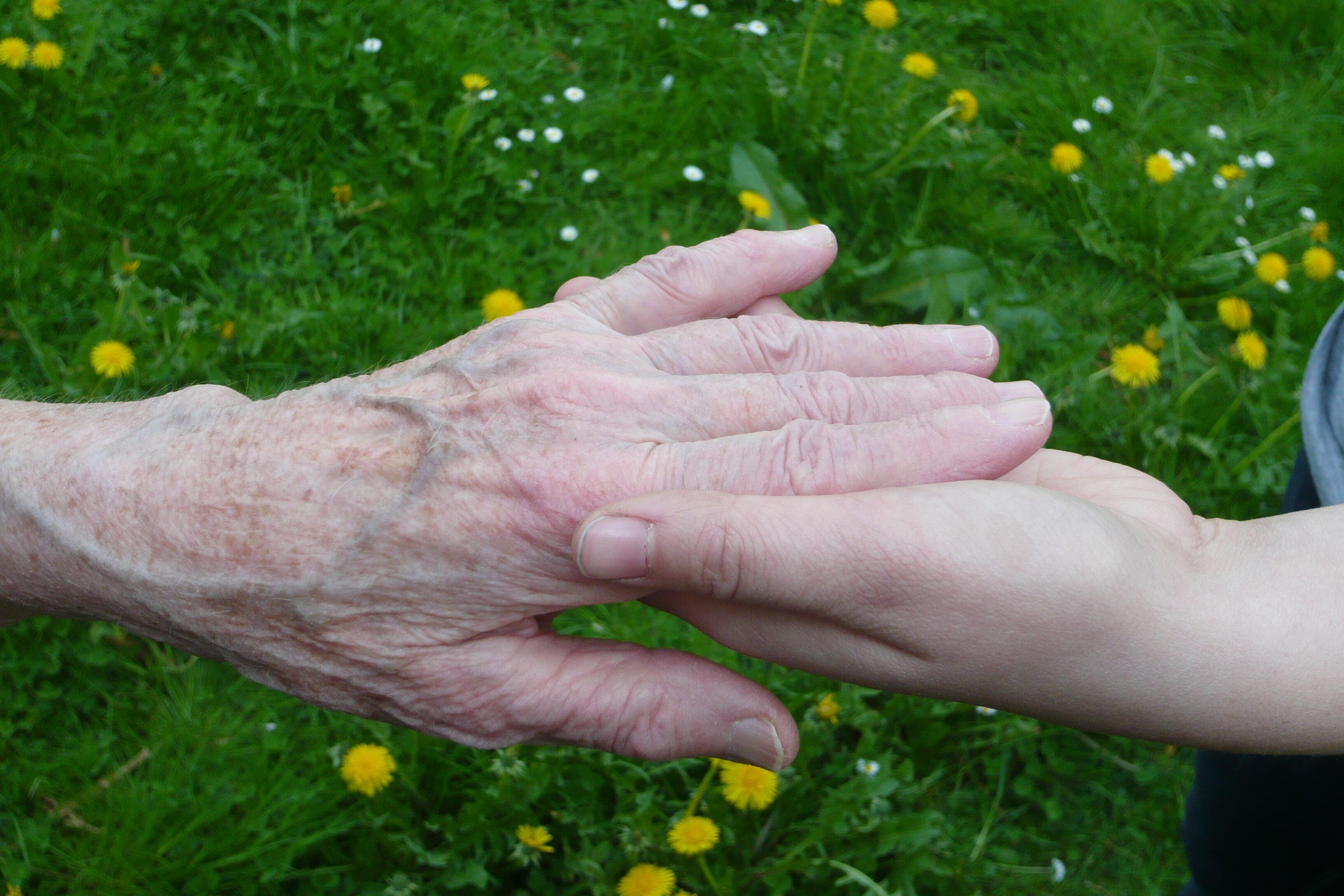 Nähe - junge Hand und alte Hand