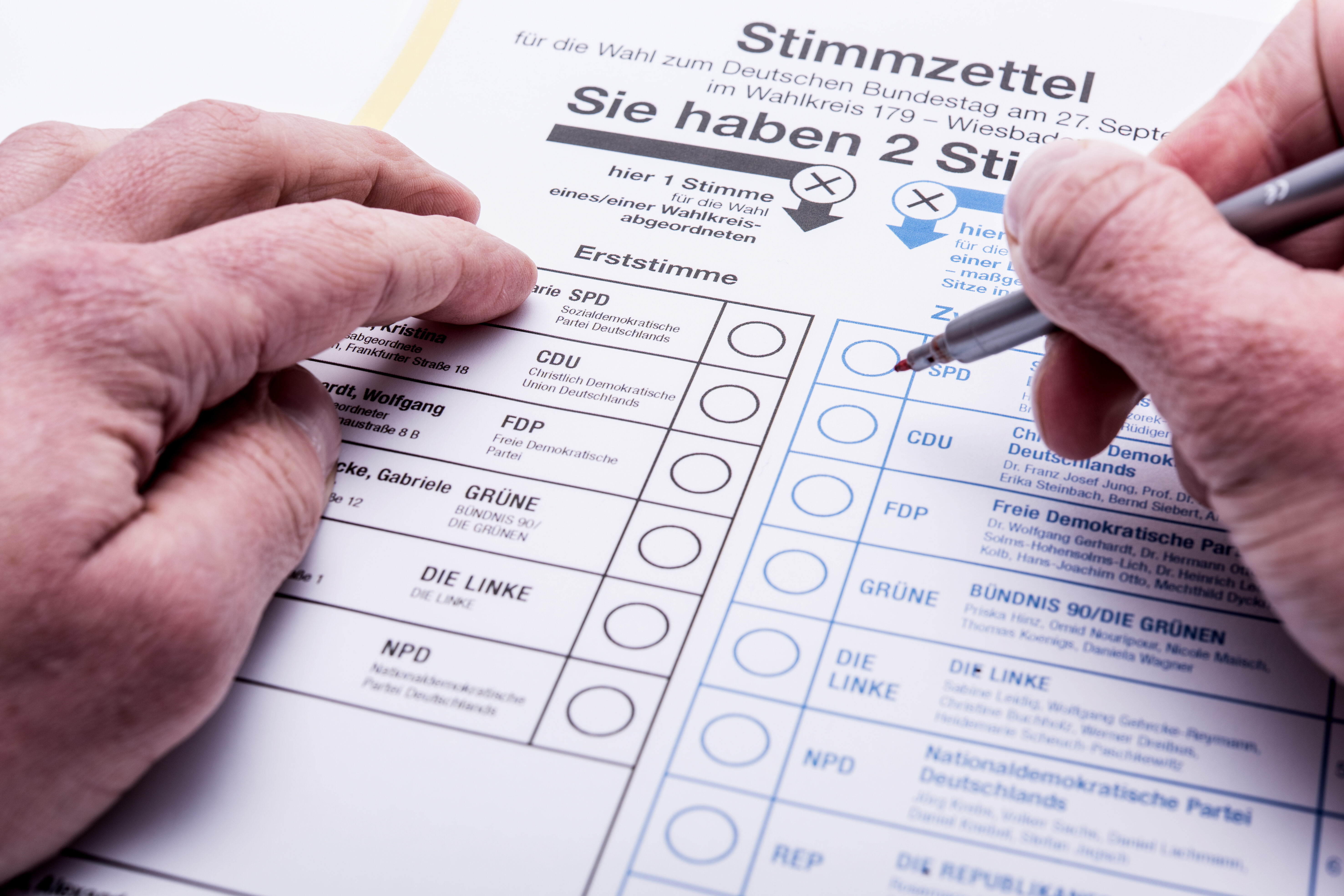 Stimmzettel zur Kommunalwahl NRW