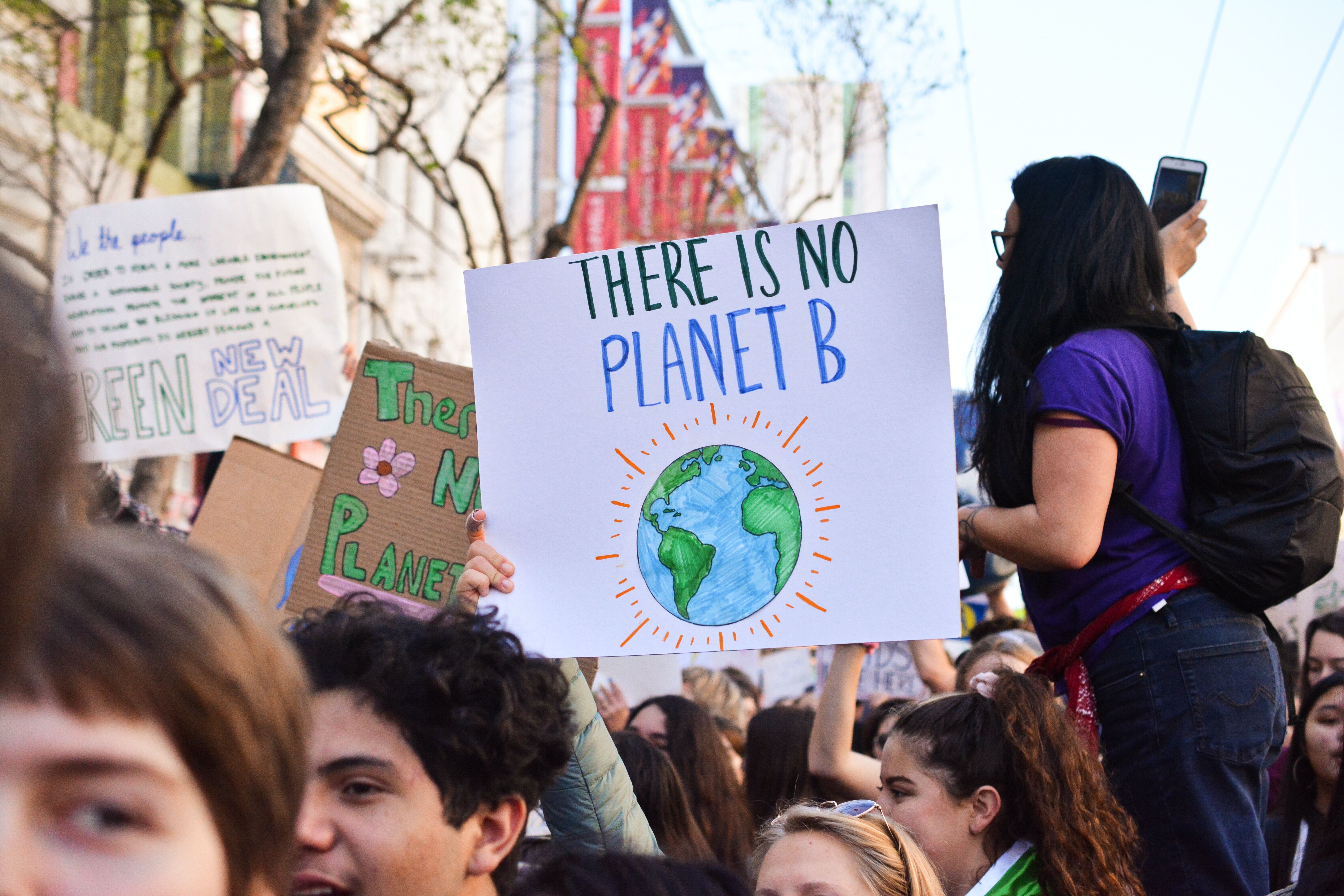 Schilder auf einer Klimademo