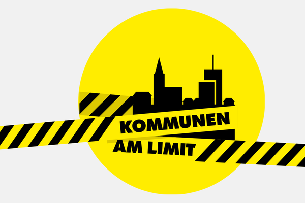 Silhouette einer Kommune eingewickelt in Flatterband