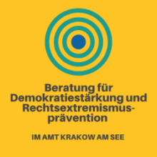 Punkt mit Kreisen darum herum, Beratung für Demokratiestärkung und Rechtsextremismusprävention